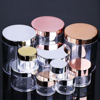 Cosmetic Empty Cream Packaging 7g 10g 0.5oz 1oz 2oz 4oz 8oz 16oz Body Lip Scrub PS Frosted Cosmetic Jar With Shiny Rose Gold Cap