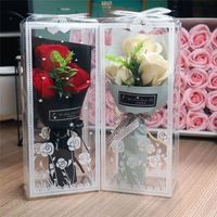 Valentines Womens Mothers Teachers Day Christmas Artificial Preserved Soap Rose Carnation Flower Bouquet Gift Box Free Card Gift