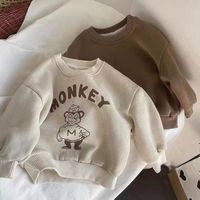 Hot Selling Children Clothes Pure Color Cute Monkey Cartoon Trademark Baby Casual Jacket Long Sleeve Autumn Baby Shirts