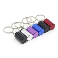 35*17MM Outdoor Aluminum Pill Box Key Chain Durable Storage Holder Pill Container Waterproof Medicine Box Cut Tobacco Box