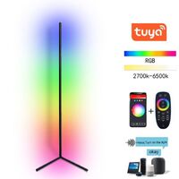 Modern bedroom nodic remote app control vertical vibrant color changing minimal RGBW led corner floor lamp