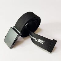 Wholesale cheapest Black cotton polyester imprinted design logo fashion canvas webbing fabric belt with black metal belt buckle