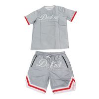 Custom make men suits grey t shirts and short sets men summer suits embroidery