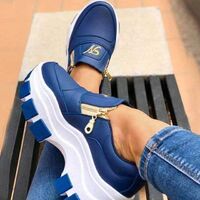 2021 Europe&American plus size fashion casual PU round-toe viscose shoes increased low-top zipper sports sneaker women shoes