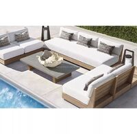 Factory Custom Outdoor Garden Set High End All Weather Teak Wood Patio Modular Fabric Sofa