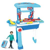 2 IN 1 kids plastic trolley pretend game play toy set toy for children educational pull rod medical suitcase box doctor toys