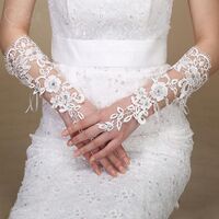 ST-0010 Hot sale high quality cheap dress white wedding women party new beautiful lace floral bride fingerless