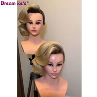 Dream.Ice's Hair 60-70cm 100% human hair blonde color hairdressing training mannequin head with shoulder for paint curl braid