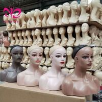 REINE Realistic Mannequin Head with Shoulders PVC Mannequin Head with Shoulders for Wig Female Mannequin Head and Bust
