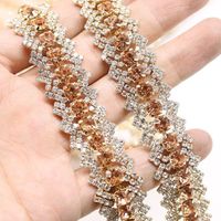 Gold Plating Luxury Rhinestone Chain Trim For Party Dress Crystal Rhinestone Cup Chain