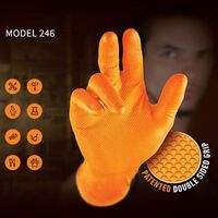 Free Sample Orange Nitrile Gloves Super Thick Diamond Texture Chemical Machinery Maintenance Wear-resistant Car Repair Gloves