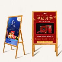 High Quality A1 Bamboo Advertising Pavement Sign Display Frame Wooden Poster Board Stand