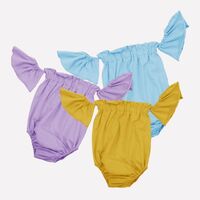 Infant Girls Off Shoulder Jumpsuit Boutique Newborn Flutter Sleeves Bodysuit Summer 0-2t Toddler Girls Romper Outfits