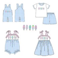Maxine 2022 Fashion Light Blue Kids Sleeveless Newborn Summer Applique Jumpsuit Toddler Jumpsuit Boys Jumpsuit