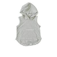 Black White Terry Kids Boys Hoodie Top Casual Spoon Vest Shirt