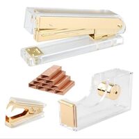Acrylic Gold Office Supplies Set Acrylic Stapler Tape Dispenser Stapler Remover Table Accessories