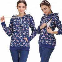 Winter Maternity Clothing Warm Maternity Hooded Breastfeeding Sweatshirt Floral Pattern Plus Size S TO XXXL