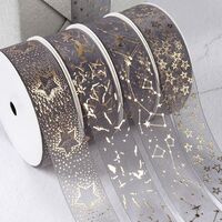Luxury gift wrap custom organza tape logo using cheap gold and silver logo printing