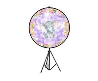 5ft Custom Baby Shower Elephant Tension Fabric Banner Foldable Round Background