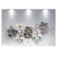 New design white and grey wall art lotus metal wall decor home art decor for dining room