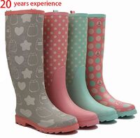 Ladies Ladies Adult High Heels Knee High Comfort Custom Printed Waterproof Fancy Rubber Wellington Rain Boots Girls Rain Boots