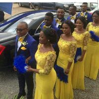 Morili African Cheap Custom Wedding Guest Plus Size Dress Bridesmaid Yellow Long Sleeve Bridesmaid Dress MBLB997
