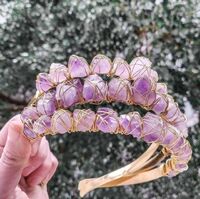 Natural Amethyst Quartz Crystals Wreath Jewelry Wedding Tiara Bridal Accessories Headband