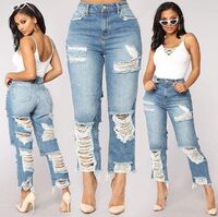 2022 Fashion Ripped Jeans Women's Straight Pants Loose Jeans Women's Skinny Jeans