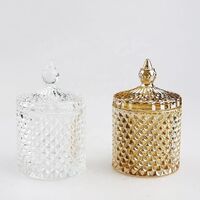 Candle Making Iridescen Dome Jar 8oz 10oz 12oz Clear Gold Black White Geo Cut Glass Jar For Candles With Custom Box