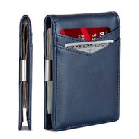 Minimal Design Anti RFID Protection Microfiber Genuine Leather Slim Metal Money Clip Men's Wallet