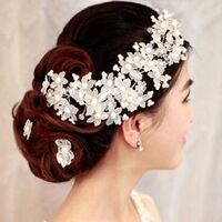 Fashion Wedding Hair Accessories Crystal Pearl Flower Hairpin Bridal Headwear Crown Hairpin Handmade Hairpin Korean Hair Accessories