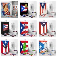 Puerto Rico Bathroom Set Logo Digitally Printed 3D Designer Animal Frog Bathroom Shower Curtain with Rug