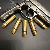 9 mm laser drill cartridge with bullet trap in shooting range