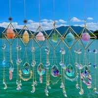 Natural Stone Giant Crystal Wind Chime Rainbow Chaser Quartz Prism Sun Catcher Curtains Home Decor
