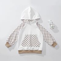 New Fashion Kids Boys Streetwear Check Pullover Sweatshirt with Check Pockets