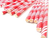 6mm Red Ribbon Straight Biodegradable Paper Straws