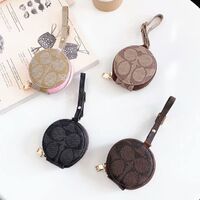 Designer PU Leather Round Case for Airpods Cover Luxurious Style Wireless Earphone Case for Airpod Pro