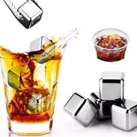 Reusable Stainless Steel Ice Cube Food Grade Refillable Metal Whiskey Stone Set