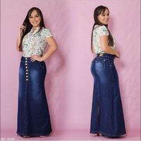 Customized MOQ 100 ---- Long Skirt Jeans Size Plus Ladies Long Jeans Skirt for Ladies Ladies Denim Quality Skirt Jeans Design