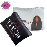 Customized high quality satin bag for human hair wig silk zipper bag for hair extension