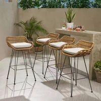 Wholesale Modern Waterproof Woven Hotel Furniture Outdoor Furniture Bar High Stool Restaurant Rattan Bar Garden Chair