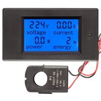 100A AC 80-260V Digital Volt Watt Meter Electric Energy Meter Watt Voltage Power Watt Meter Power Electric Energy Volt Meter LCD Panel with CT