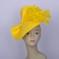 Flat Cap Yellow Glamorous Wide Brim Vintage Ladies Custom Style Color