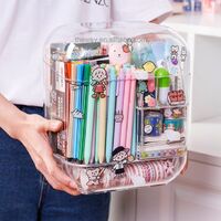 Transparent Pencil Acrylic Desktop Storage Box for Desktop Multifunctional Desktop Stationery Pen Makeup Storage Box