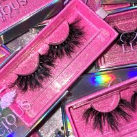 Wholesale pink luxury eyelash box fluffy 3d mink full eyelashes packaging supplies 25mm mink custom eyelashes with eyelashes box