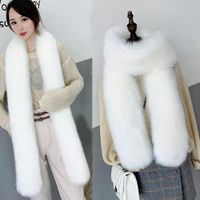Hot sale luxury fluffy faux fox fur collar scarf shawl fur warm scarf winter women warm