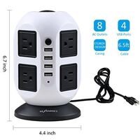 New 8 Outlet 4 USB Output Vertical Tower Outlet Smart Charger Surge Protector Power Strip