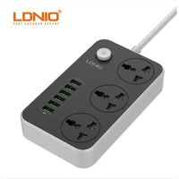 LDNIO SC3604 Classic 3-Way 6 USB Universal Power Strip with USB Port Power Cord 2 Meters Power Strip Expansion Socket