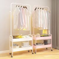 DSH Fashion Hanger Bedroom Hanger on Wheels Rotatable Coat Rack Trolley