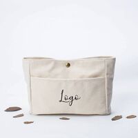 Customized logo simple storage bag, cotton canvas, large capacity cosmetic bag with pockets